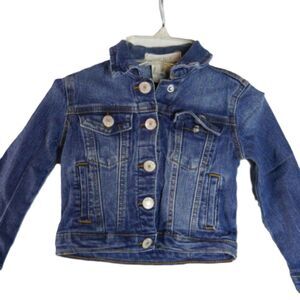 Soho Blue Girls Toddler Size 2T Blue Jean Denim Jacket Snap Button Cropped